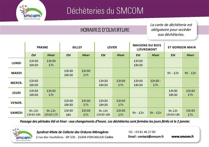 heures decheterie 2024